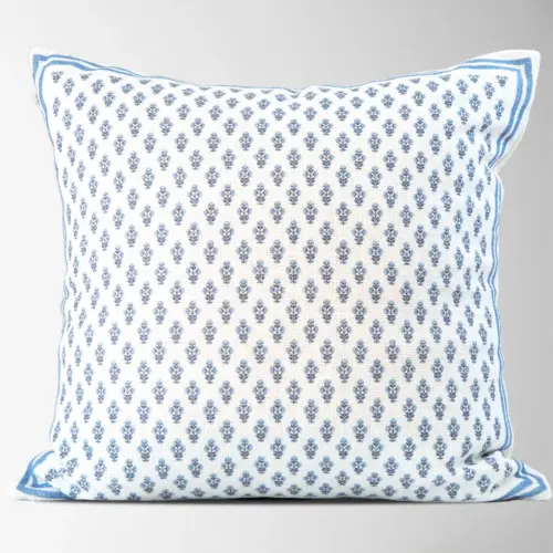Celeste blue mughal floral pillow