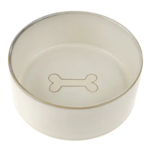 pottery pet bowl, L, white