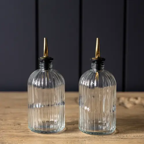 fluted glass oil + vinegar bottle