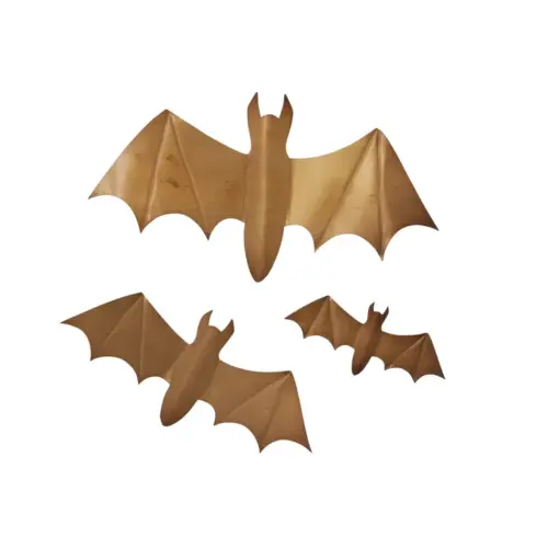 brass winged bats, set of 3 (4.5”, 7”, 9.5”)