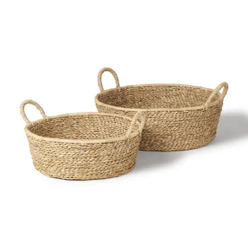 amelie seagrass basket w/handles, large