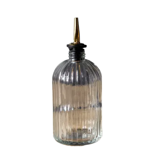 fluted glass oil + vinegar bottle