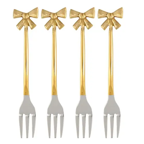 gold bow fork, 5.25”
