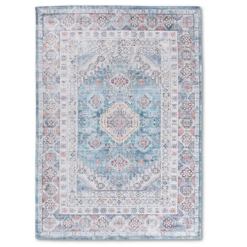 printed blue+multi coloured 2’6x7’6 runner