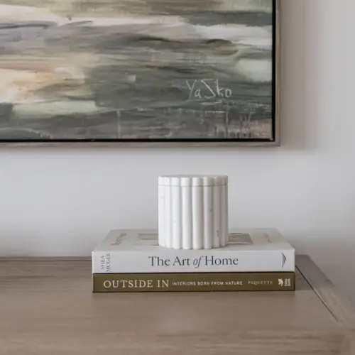 white marble fluted canister