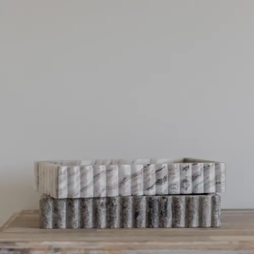 scalloped marble fluted bridge tray, taupe