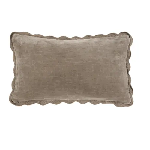 velvet scallop pillow, fog, 21x12