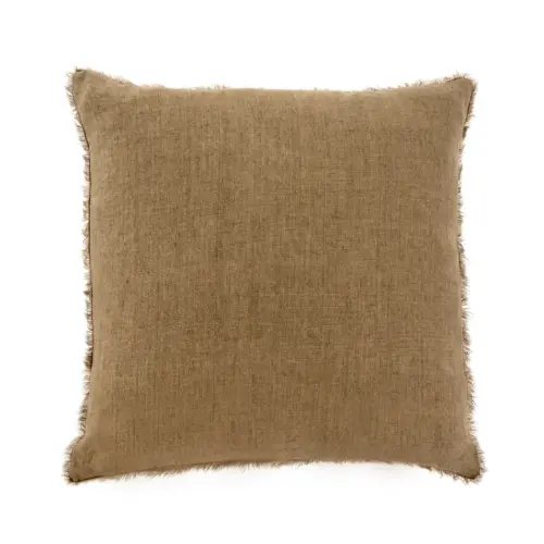 lina linen pillow, hazelnut, 24x24