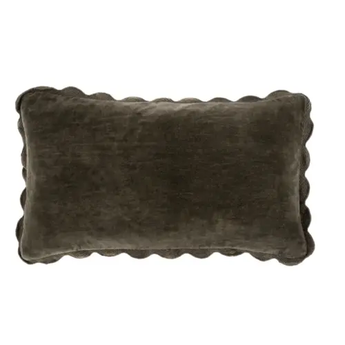 velvet scallop pillow, 21x12, charcoal