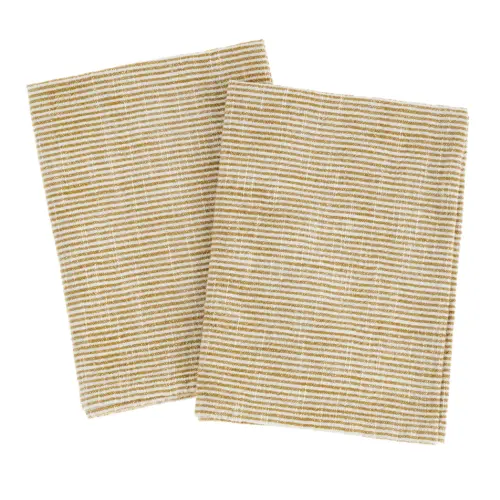 chef’s stripe tea towels, S/2, ochre