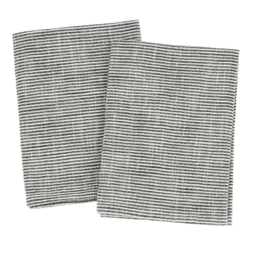 chef’s stripe tea towel, S/2, charcoal