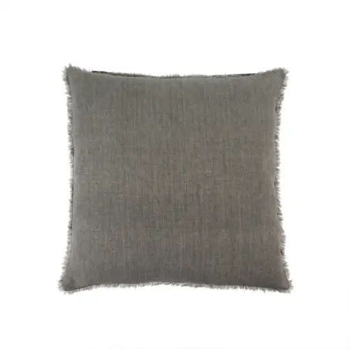 lina linen pillow, warm grey, 24x24
