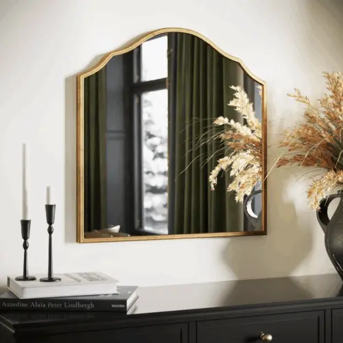 large gold mirror, 30”x30”