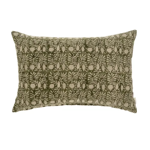 tulsi block print pillow, forest,16x24